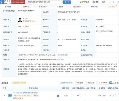 中文在線于海南成立宇宙科技公司，布局人工智能公共服務平臺技術咨詢服務